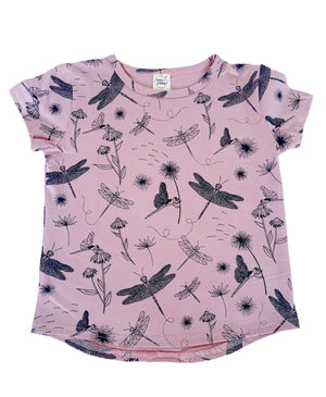 Kids Organic Cotton Box t-shirt - "Globe Wanderer Dragonfly" in Ash Pink