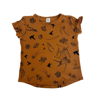 Kids Organic Cotton Box t-shirt - "Swift Parrot" in Terracotta